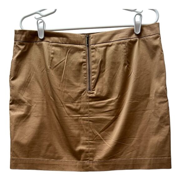Willi Smith Tan Brown Mini Skirt Pleated Detail Size 10 - Picture 2 of 8